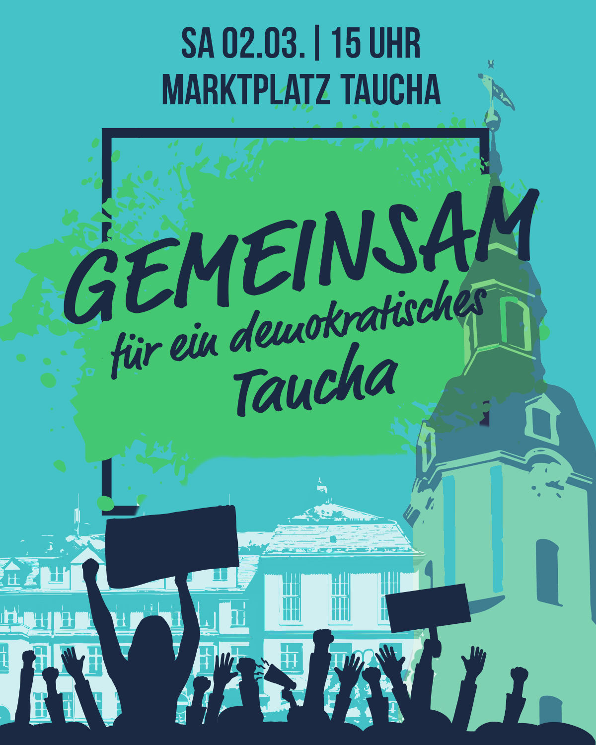 Aufruf-Motiv zur Kundgebung am 2.3.2024 in Taucha
