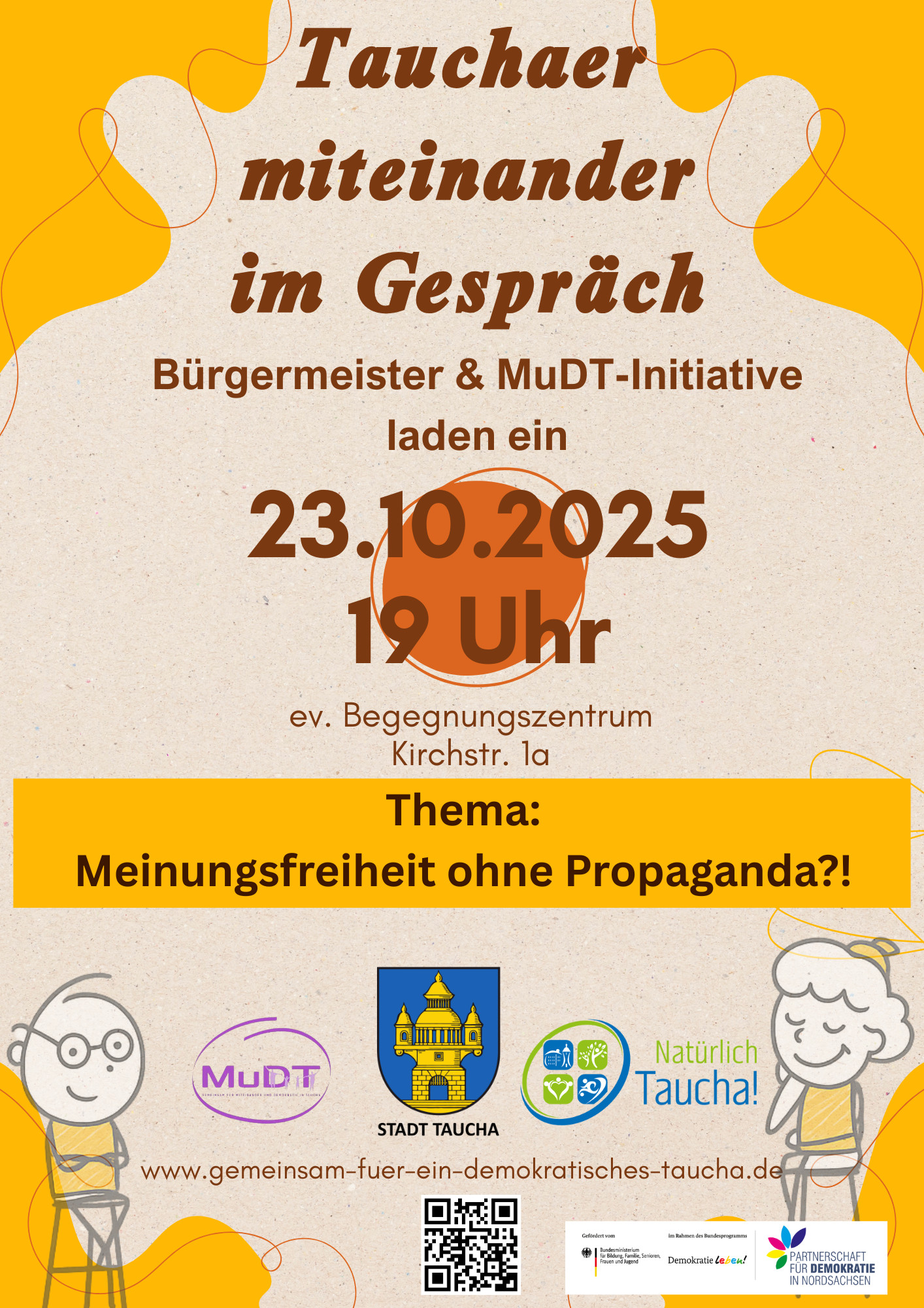 Plakat von Tauchaer miteinander im Gespräch