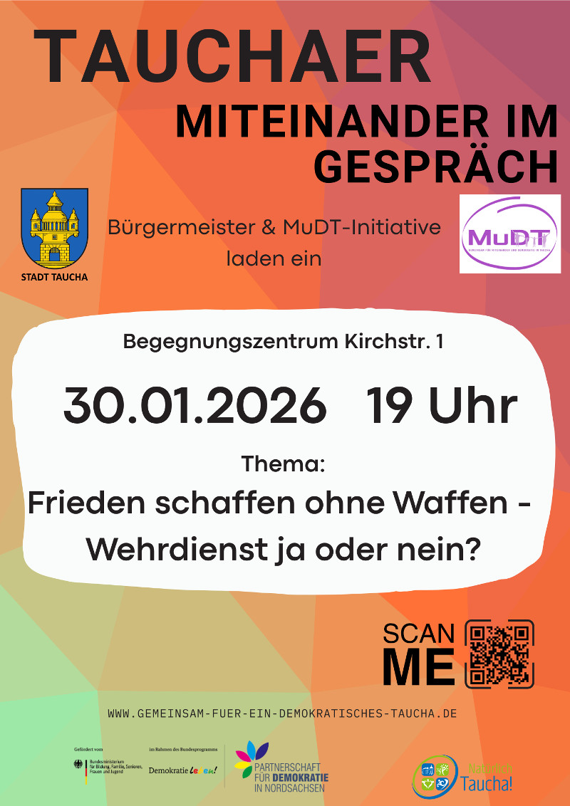 Plakat zu Tauchaer Miteinander im Gespräch